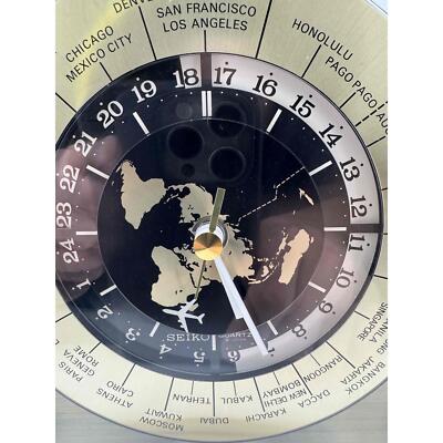 Seiko World Clock 22005G Gold Quartz Movement Brass Frame Desktop