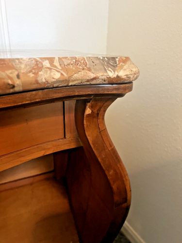 19th Century French Mahogany W/Marble Top Bombay Commodes/Nightstands (pair) - Picture 16 of 22