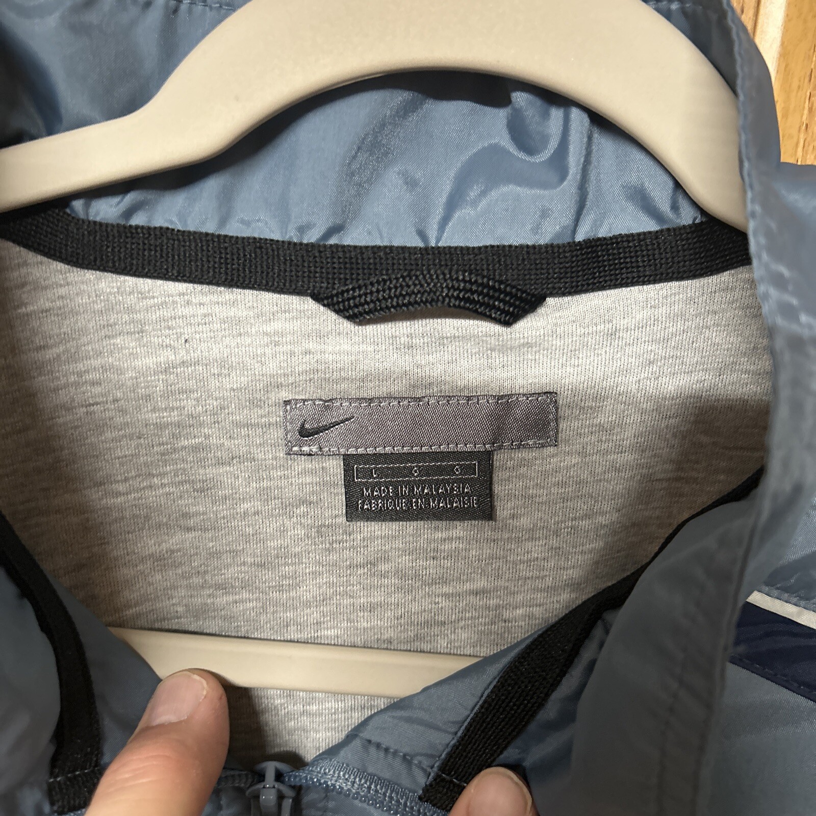 SACAI X NIKE Giacca a vento vintage Y2K Nike uomo grande blu full zip foderata tasche