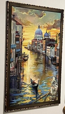 Wunderschönes Acryl Bild Handgemalt Mit Venedig Unikat Auf Leinwand