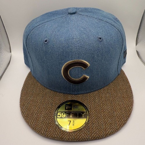 New Era 59Fifty Chicago Cubs MLB Denim/Tweed Fitted Mütze 7 3/8 Neu