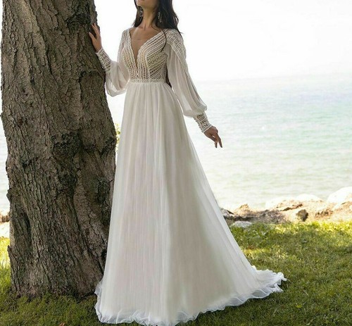 Wedding Dress Chiffon Beach Bride V 
