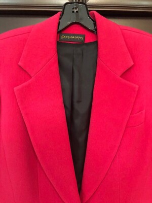Donna Karan Black Label Fuchsia Red Jacket  Blazer Size 6 Wool Lined NWOT