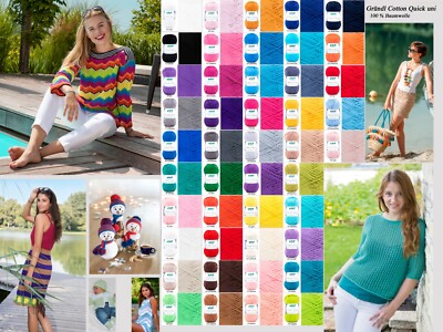 ''Gründl Cotton Quick uni'' 50g Knäuel 100 % Baumwolle uni in vielen Farben