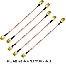 5Pcs SMA male to SMA male 50Ohm Lot RF coax jumper Pigtail coaxial cable RG316