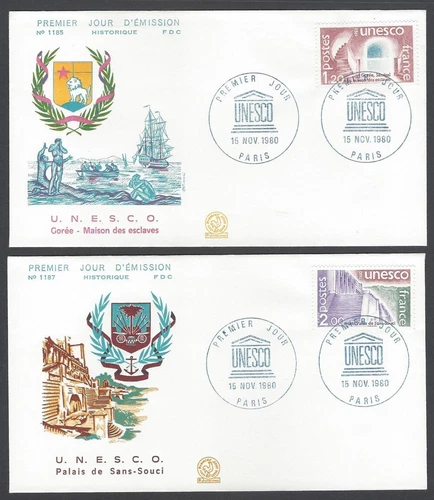 AOP France UNESCO 1980 set of 3 FDC First Day covers