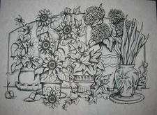 * TRI CHEM 7150 POTTED FLOWERS   Liquid Embroidery Picture TRICHEM