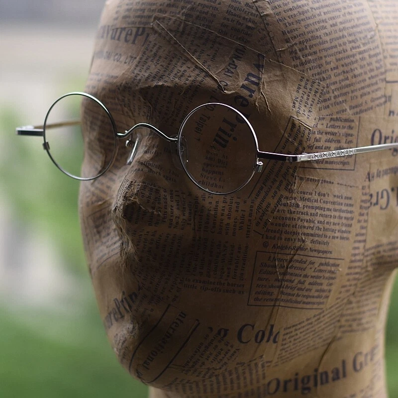 Винтажные круглые мужские металлические серебряные очки John Lennon в оправе с маленькими линзами - Изображение 2 из 4