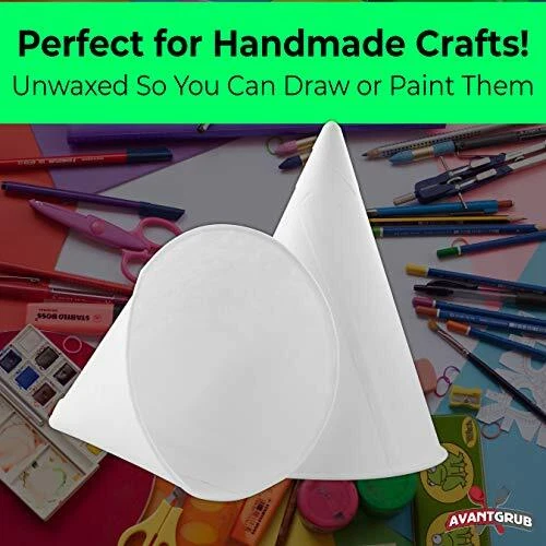 Paquete económico 4,5 OZ tazas de cono de papel blanco borde laminado y prueba de fugas por Avant Grub Foto 2 de 4