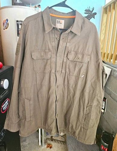 5.11 Tactical Frontier Shirt Jacket Men's XL Green Button Pockets 72497 - product listing photo