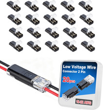 Double-Wire Plug-In Connector,Low Voltage Wire Plug-In for 18-22 AWG,2 Pin Quick