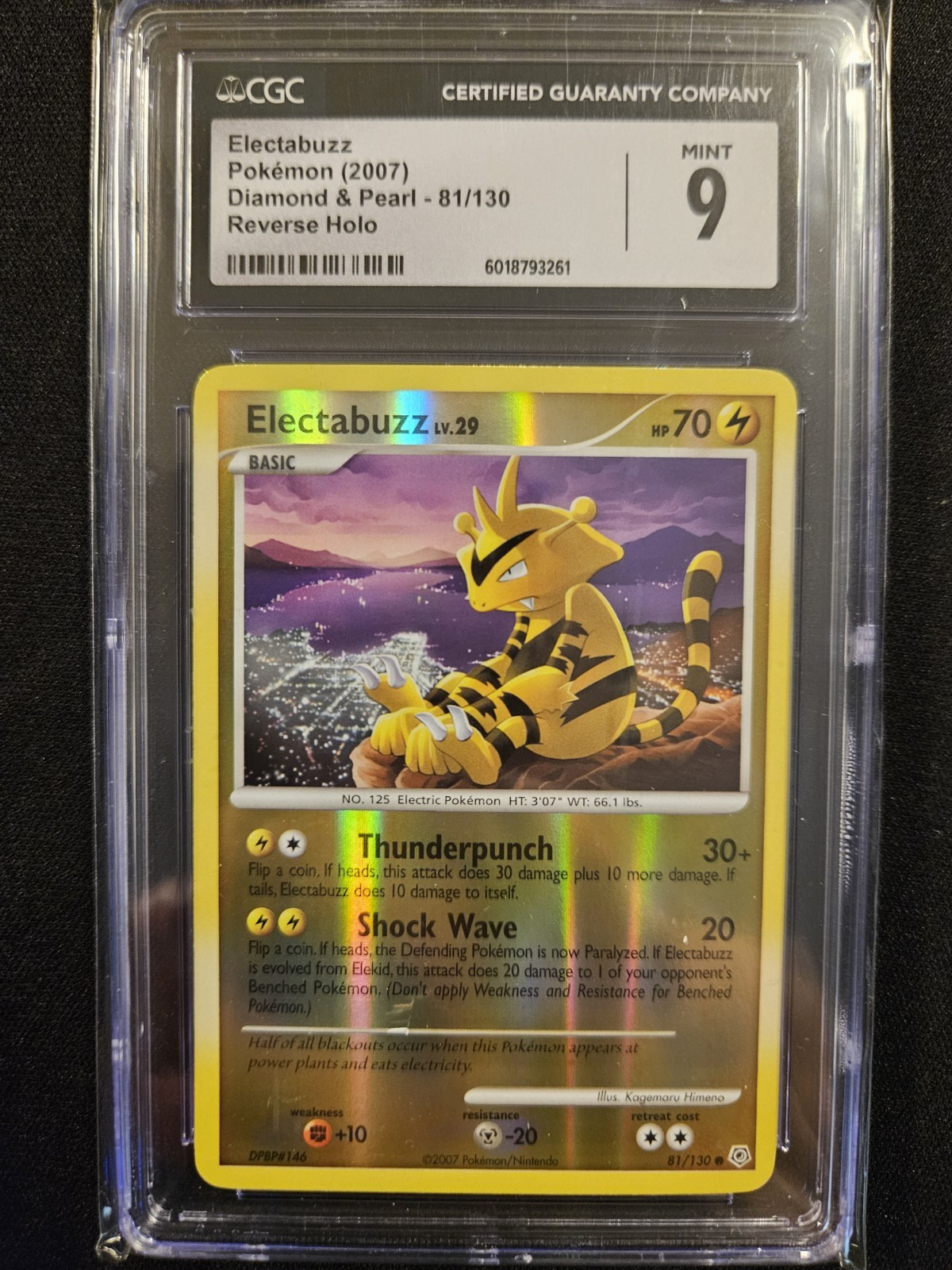 Electabuzz Diamond & Pearl 81/130 Reverse Holo CGC 9 English 2007