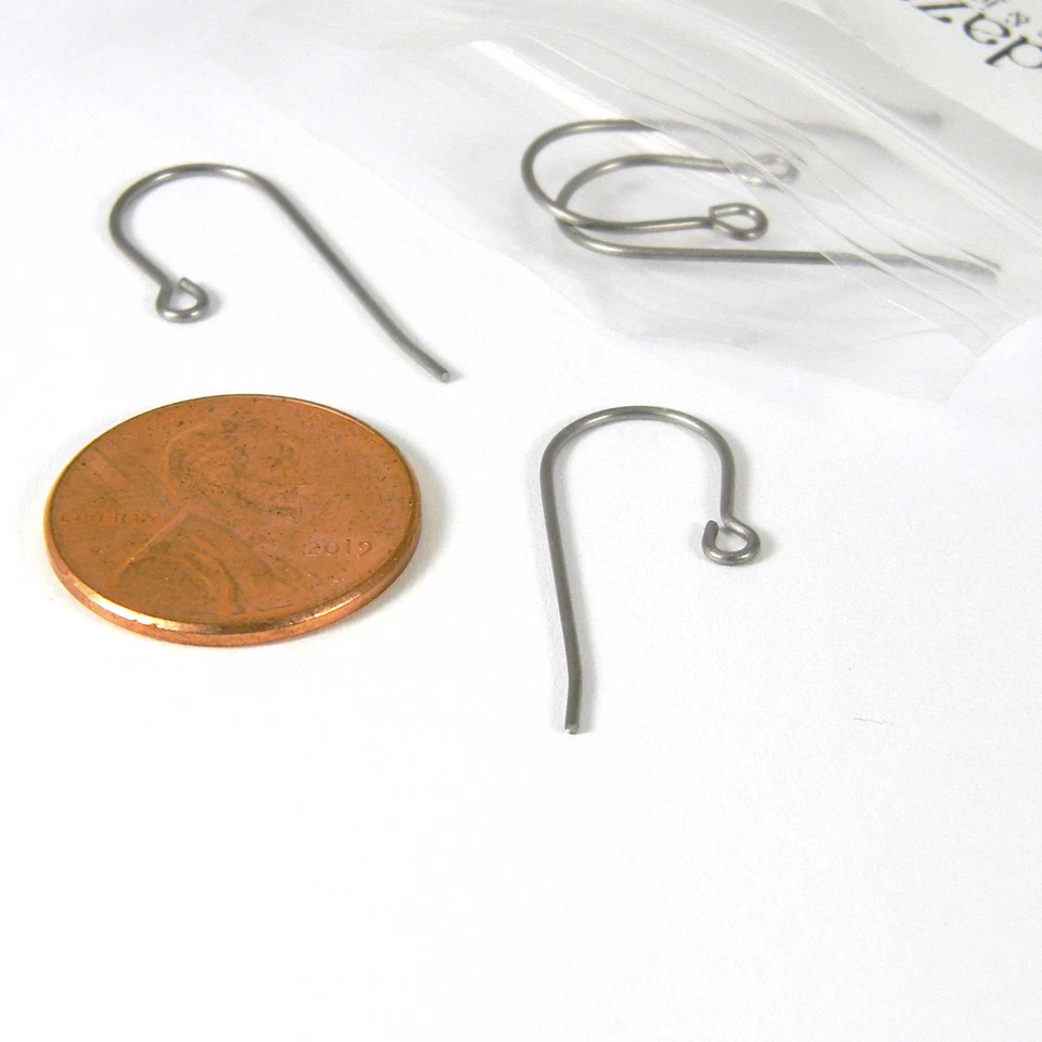 50 Pairs Genuine Pure Titanium 21 Gauge French Hook Earring Findings with Loop - Image 2 of 2
