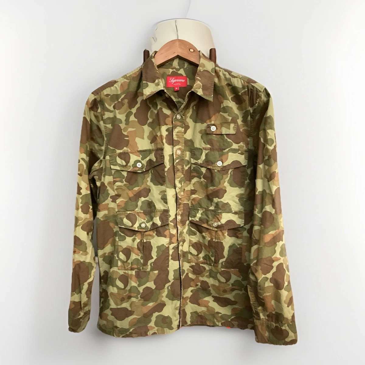 Supreme迷彩休闲纽扣衬衫男式| eBay