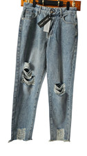 I saw It First Ripped Mom Jeans  UK- 10  Distressed Knee And Hem, New With Tag