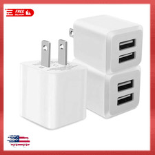 3- Pack, USB Wall Charger, Dual Port USB Cube Power Adapter Charger Plug Block C