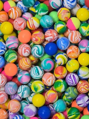 12 Mini Bouncy Balls 27mm (1'')   Marbleized, Multicolor, Solid Hi-Bounce Toys