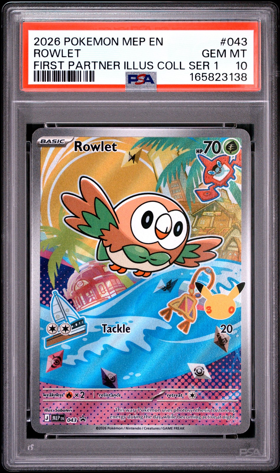 2026 POKEMON MEP EN-ME BLACK STAR PROMO #043 ROWLET PSA 10