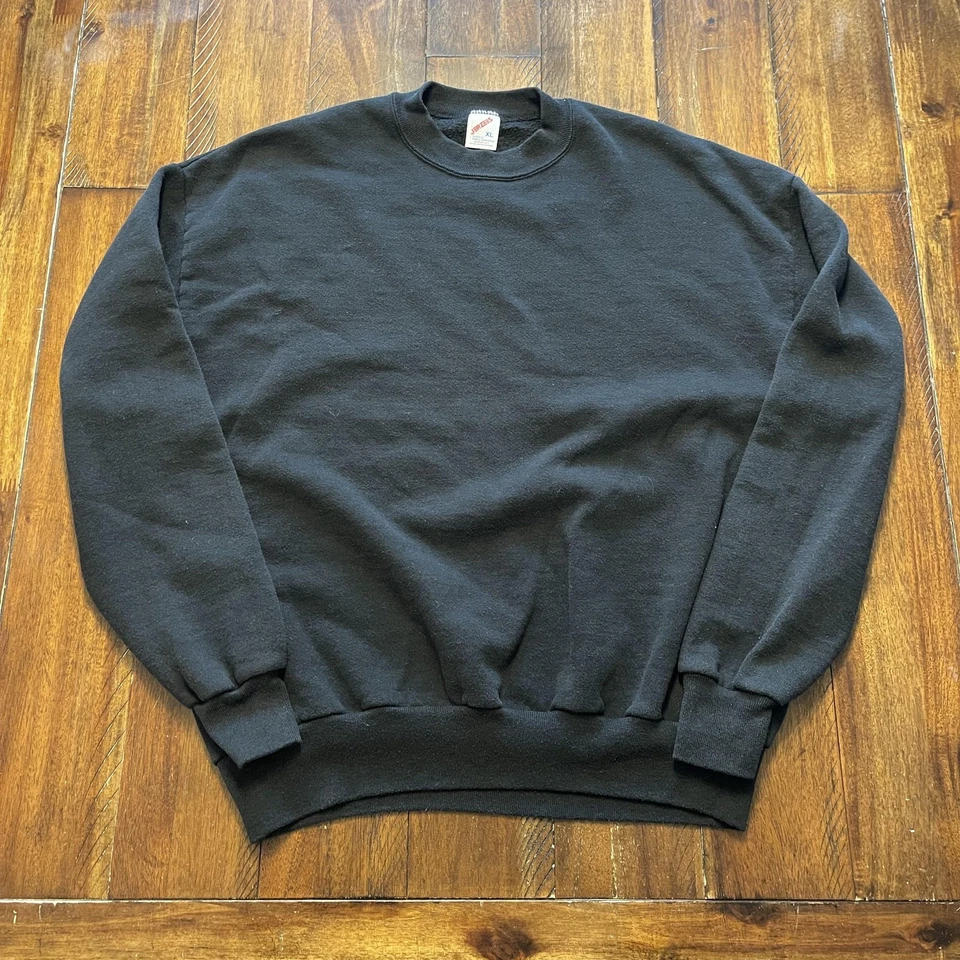 Vintage Jerzees Sweatshirt Mens XL Black Made USA Crewneck 50/50 Fleece 90s - Image 2 of 4