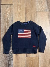 Vintage 90s Polo Ralph Lauren Knit Flag Sweater Size 5
