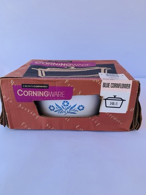 Sealed Box CorningWare 1996 3 Quart Blue Corn Flower NOS Free Shipping