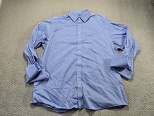 Charles Tyrwhitt Dress Shirt Mens 18-35 Blue Non Iron Classic Fit French Cuff