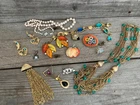 VINTAGE Costume Jewelry Lot Broken Repair High End Har Lisner Trifaru Sar Cov ++
