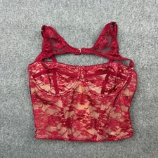 SHEIN Lace Bustier Top Women's Size M Red Floral Cut Out Corset Camisole
