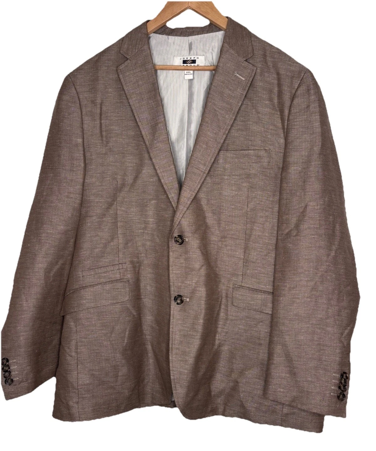 Joseph Abboud Mens Linen Cotton Blazer Brown 2 Button Lightweight Jacket XXL