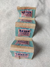 Vintage Bayer Aspirin Complimentary Packets 5 Attached Medicine Medical Display