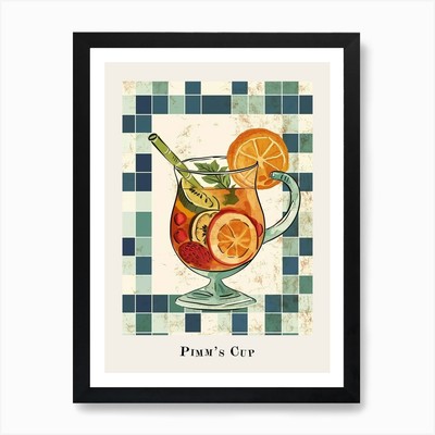 Pimm S Cup Kachel Poster 1 Kunstdruck gerahmt Wandbild Poster Leinwanddruck Bild