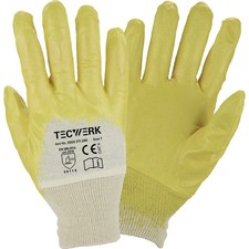 Rękawiczki warga rozm. 9 żółta powłoka nitrylowa EN 388 PSA II TECWERK