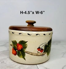 Rare Vintage R. R. P. Co Roseville Ohio Strawberry Crock w/Lid