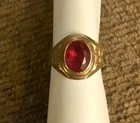Antique C&C Clark & Coombs 1/20K 10K G.F. Red Stone Ring Size 10 Adjustable — photo 1