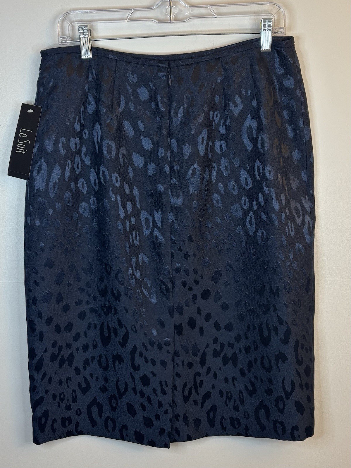 LE SUIT Majestic Courtyard Navy Blazer Skirt Set 10 Animal Print Office Business