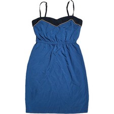 Ann Taylor LOFT Sweetheart Dress  Women's Size S Blue Black Smocked Waist