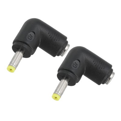 DC Power Connector Adapter, 2Pcs 90 Degree Angle 5.5mm x 2.1mm, Black/Yellow