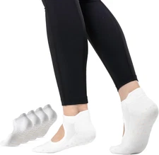 Pilates Socks with Grips for Women, Yoga Socks, Crew Non Slip Women for Barre, P