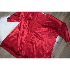 Victoria  s Secret Vintage Gold Label Red Silky Night Shirt One Size