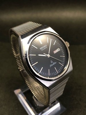 Seiko Silver Wave 6433-7000 1982 Vintage Quartz Watch Black Dial