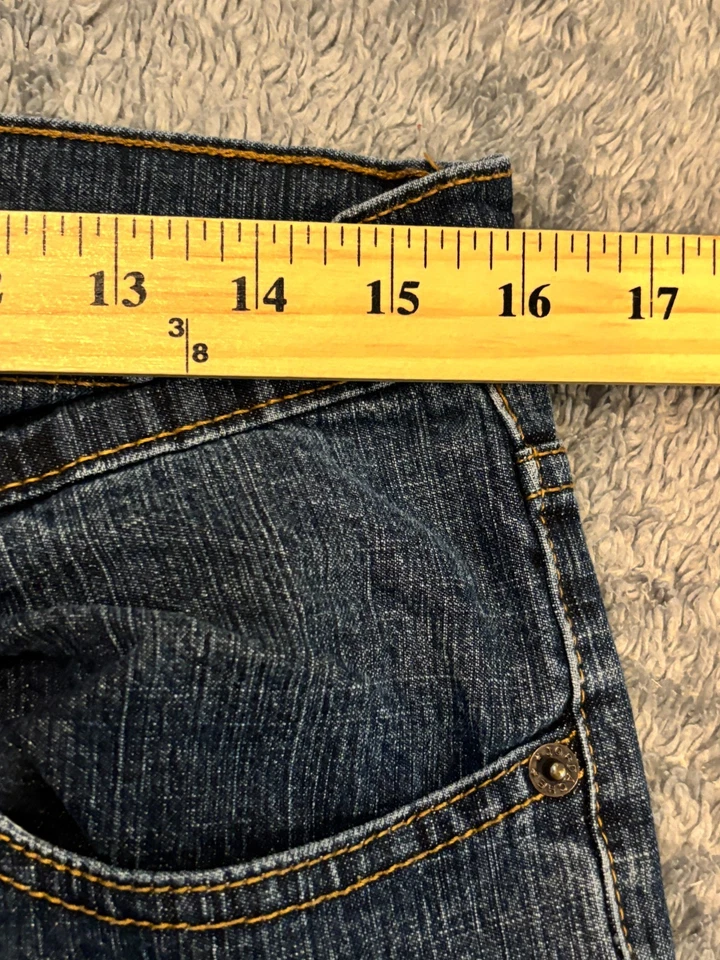 Pantalones de mezclilla para mujer Jordache 11/12 largos tiro bajo elástico corte bota lavado medio azul Foto 3 de 4