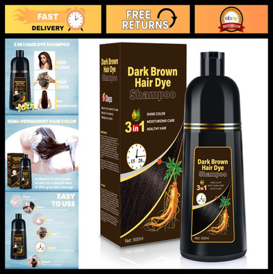 3-in-1 Hair Dye Shampoo for Gray Coverage, Semi-Permanent Dark Brown Color for A