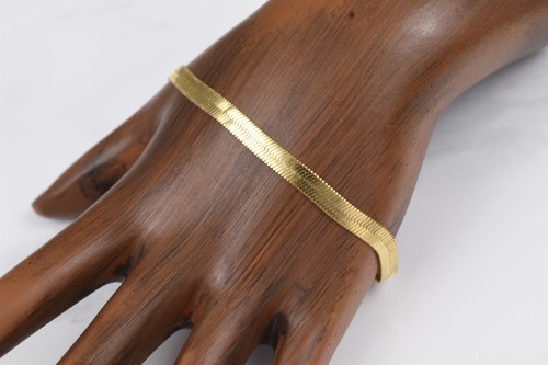 10k Gold Filled Herringbone Bracelet 7-1/2 in Lobster Clasp 3/8 in Wide - Picture 6 of 7