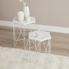 Side Table White Marble Effect Living Room Bedside Sofa Contemporary Set Of 2