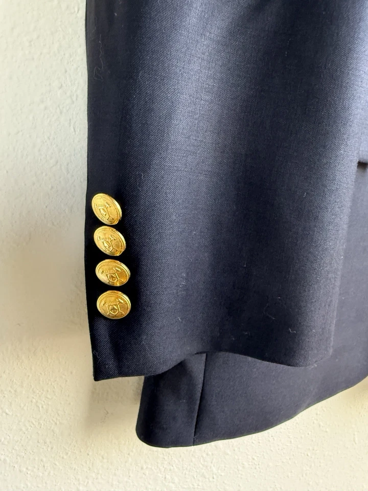 Lauren Ralph Lauren Men's 38S Navy Wool Blazer Jacket Gold Buttons EUC - Image 4 of 4
