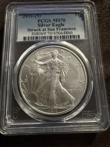 2011 (S) SILVER EAGLE PCGS MS70 STRUCK AT SAN FRANCISCO MINT