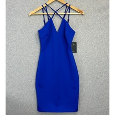 GUESS XS Anisha Strappy Tank Dress Wild Cobalt Blue Crisscross Back BodyconNWT