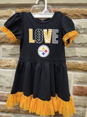 Pittsburgh Steelers Children's Cheerleader LOVE Jersey Dress w/ yellow Fray  3T | eBay