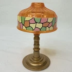 Vintage Barbie Doll Table Lamp Shade Stained Glass Plastic Orange Tiffany 4"