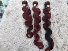 22 24 26INCHE BRAZILIAN HUMAN HAIR BODY WAVES COLOUR 99j BURGUNDY 300g 12AA